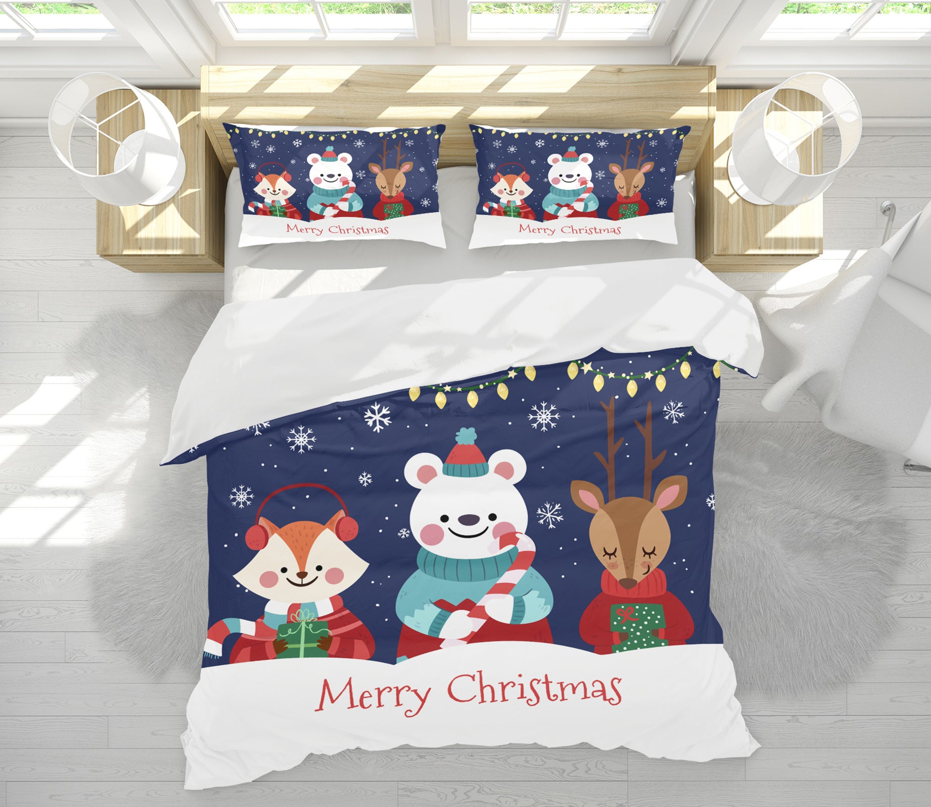3D Bear Deer Fox 61005 Bed Pillowcases Quilt