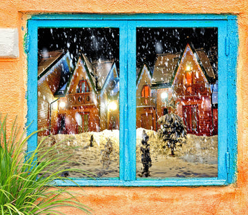 3D Snow Houses 43075 Christmas Window Film Print Sticker Cling Stained Glass Xmas