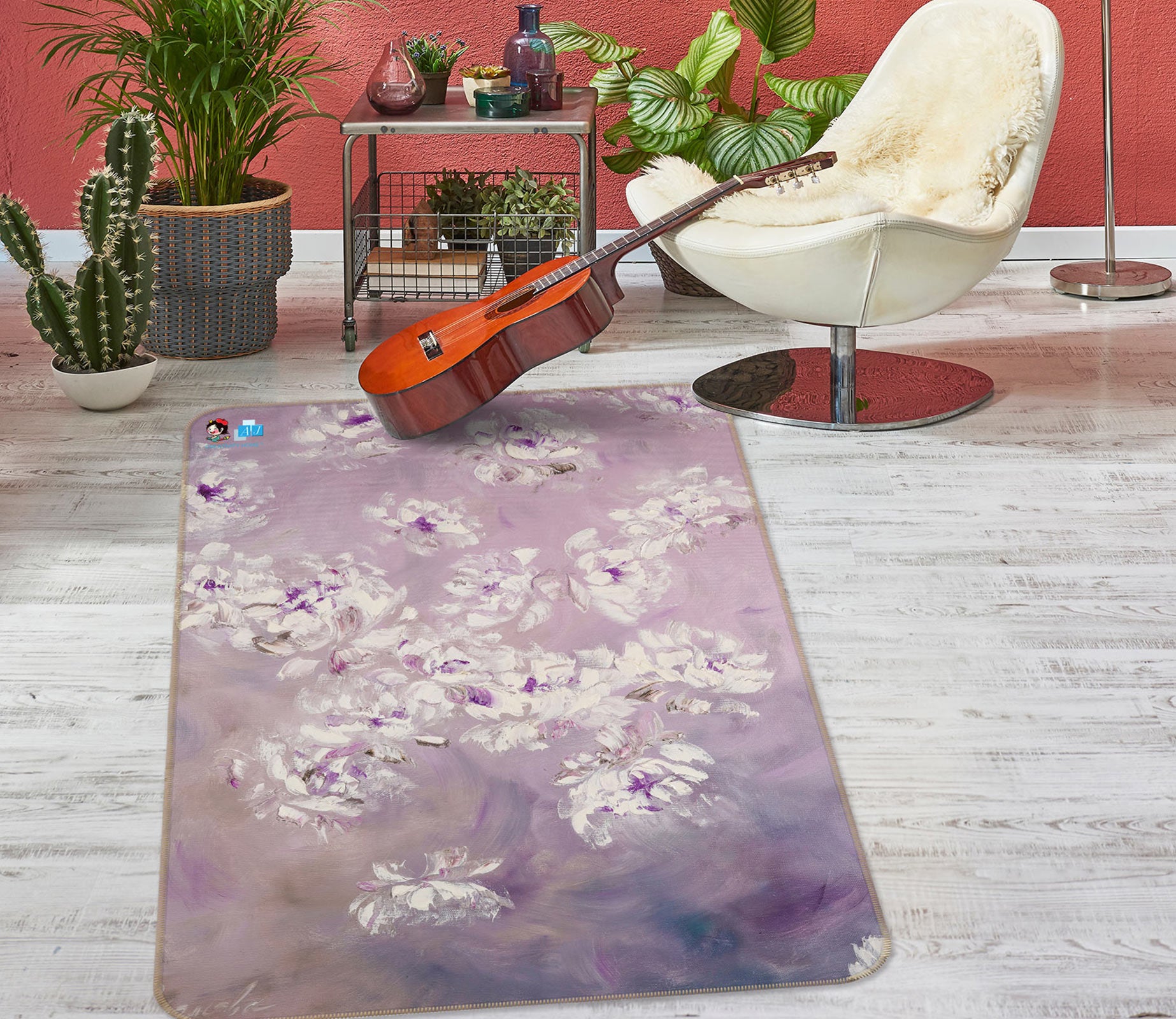 3D Pink Flower 1148 Skromova Marina Rug Non Slip Rug Mat