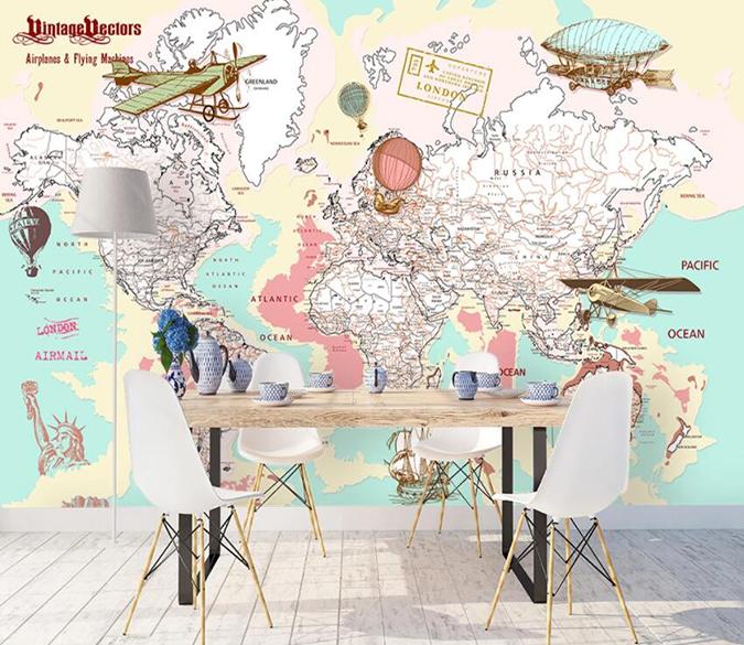 3D Pink Map 1436 Wall Murals Wallpaper AJ Wallpaper 2 