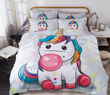 3D Cartoon Unicorn 2166 Bed Pillowcases Quilt
