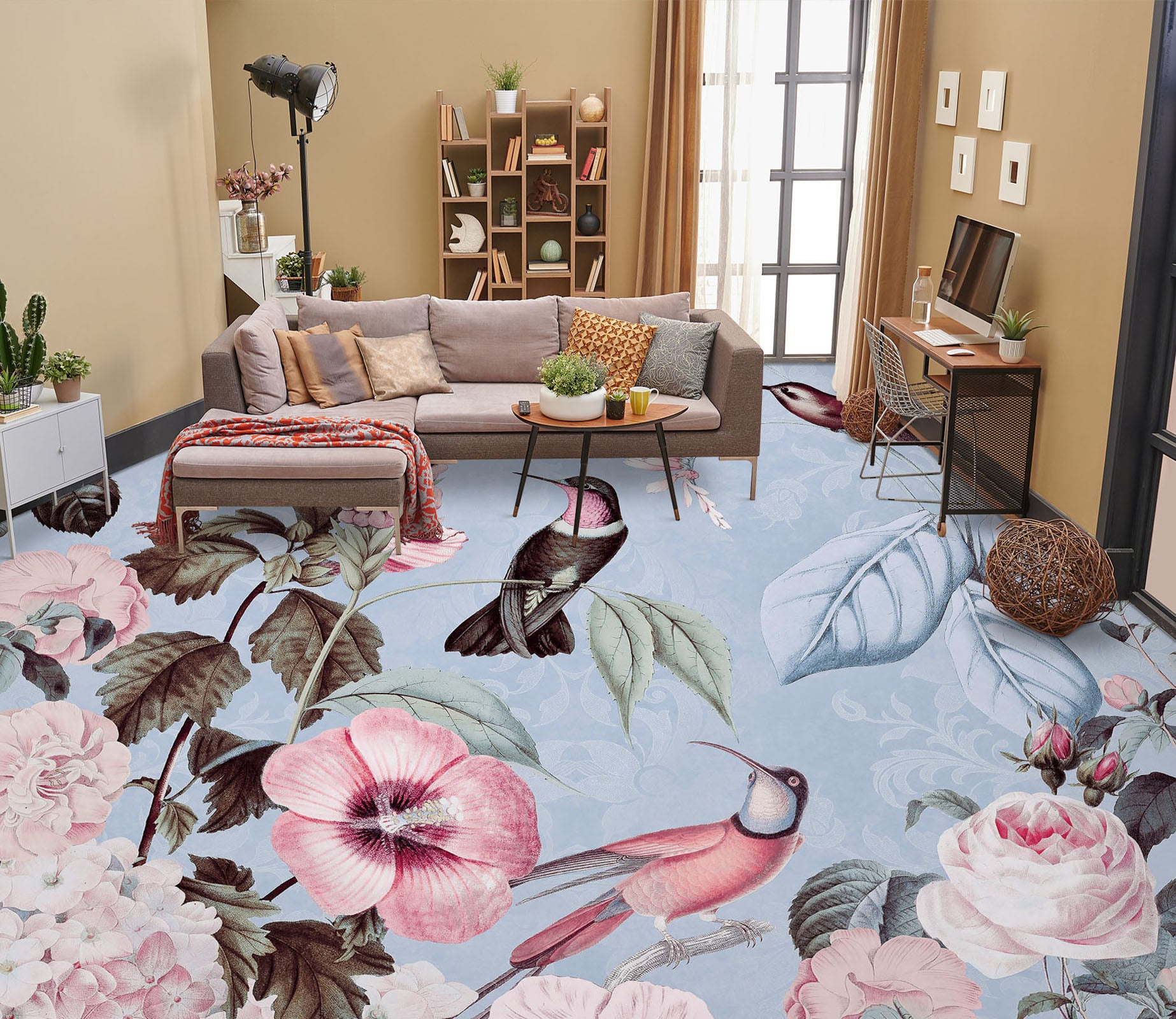 3D Flower Bird 104151 Andrea Haase Floor Mural