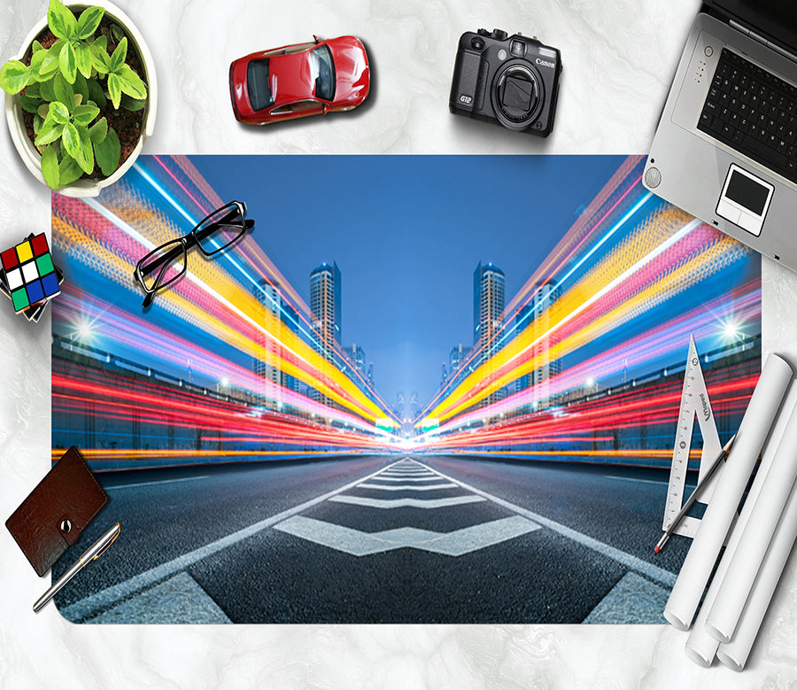 3D Street Colored Light 17007 Desk Mat