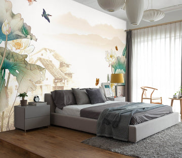 3D Lotus Leaf Bird 1476 Wall Murals Wallpaper AJ Wallpaper 2 