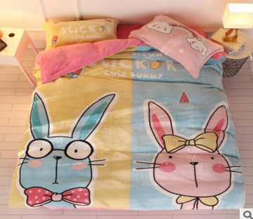 3D Cartoon Rabbit 18030 Bed Pillowcases Quilt