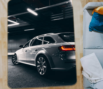 3D White Car 68038 Vehicle Non Slip Rug Mat