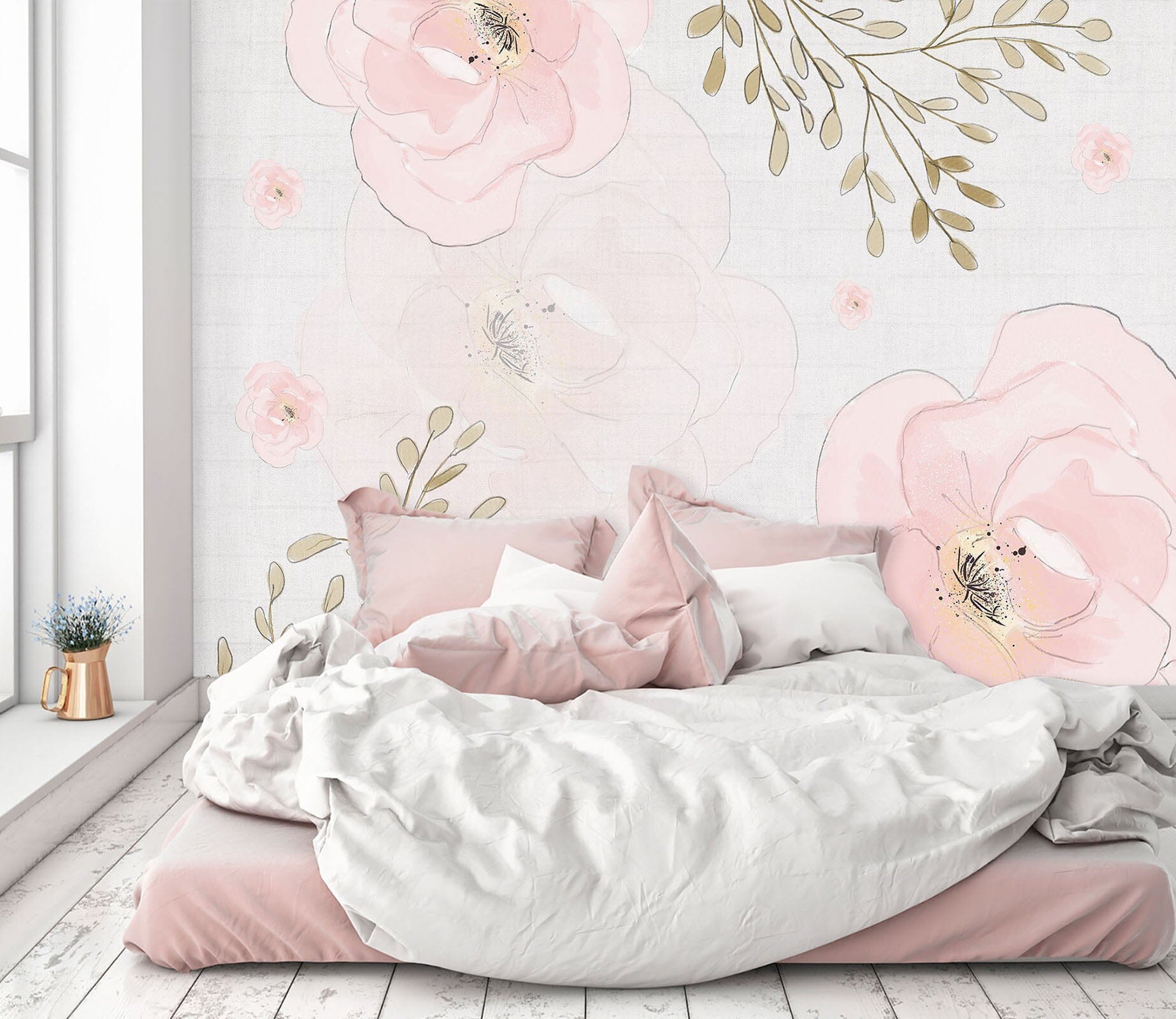 3D Pink Flowers 1538 Wall Murals Wallpaper AJ Wallpaper 2 