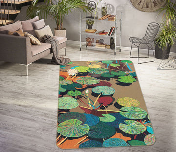 3D Painted Lotus Leaf 3030 Allan P. Friedlander Rug Non Slip Rug Mat Mat AJ Creativity Home 