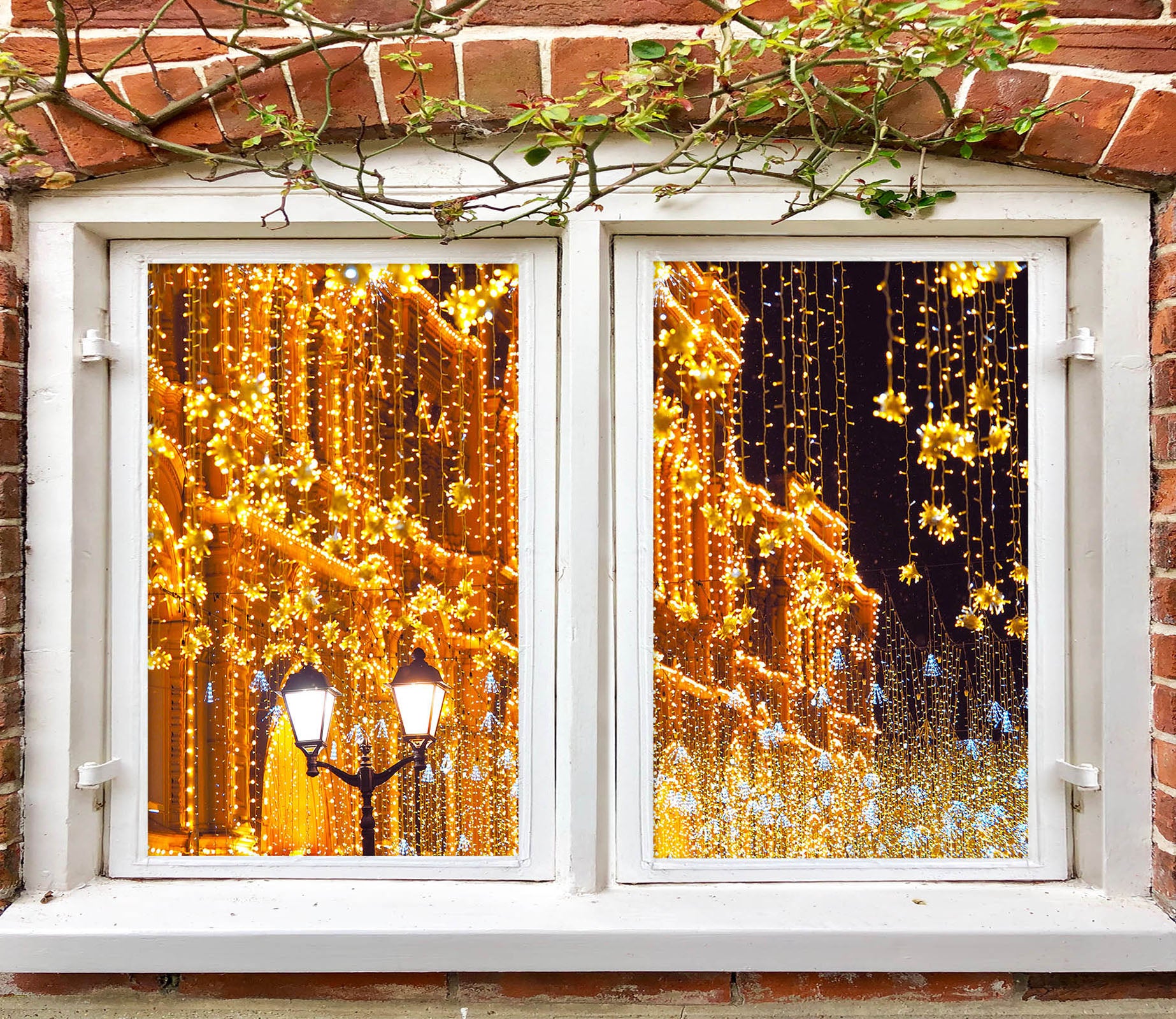 3D String Lights 43017 Christmas Window Film Print Sticker Cling Stained Glass Xmas