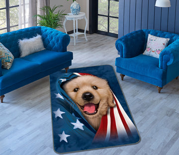 3D Dog American Flag 84188 Vincent Hie Rug Non Slip Rug Mat