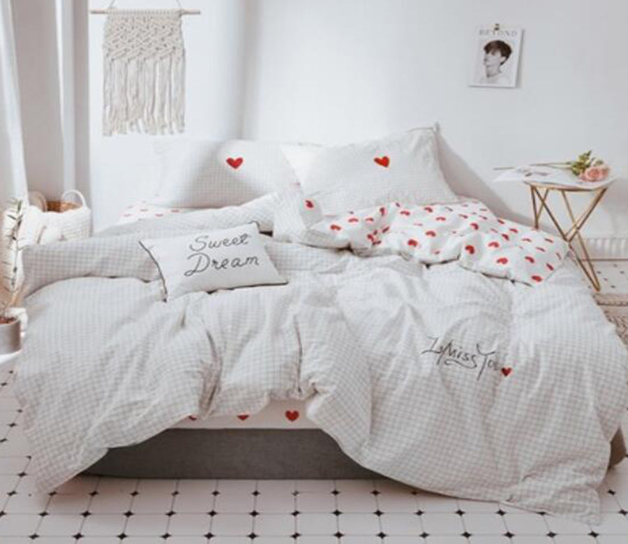 3D White Small Grid 20282 Bed Pillowcases Quilt