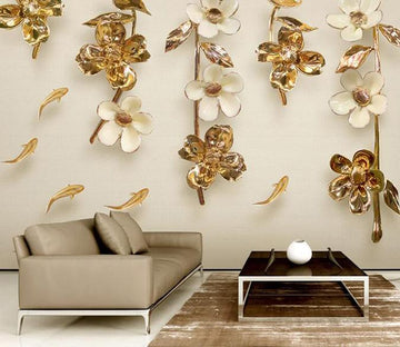 3D Flower Fish 1302 Wall Murals Wallpaper AJ Wallpaper 2 