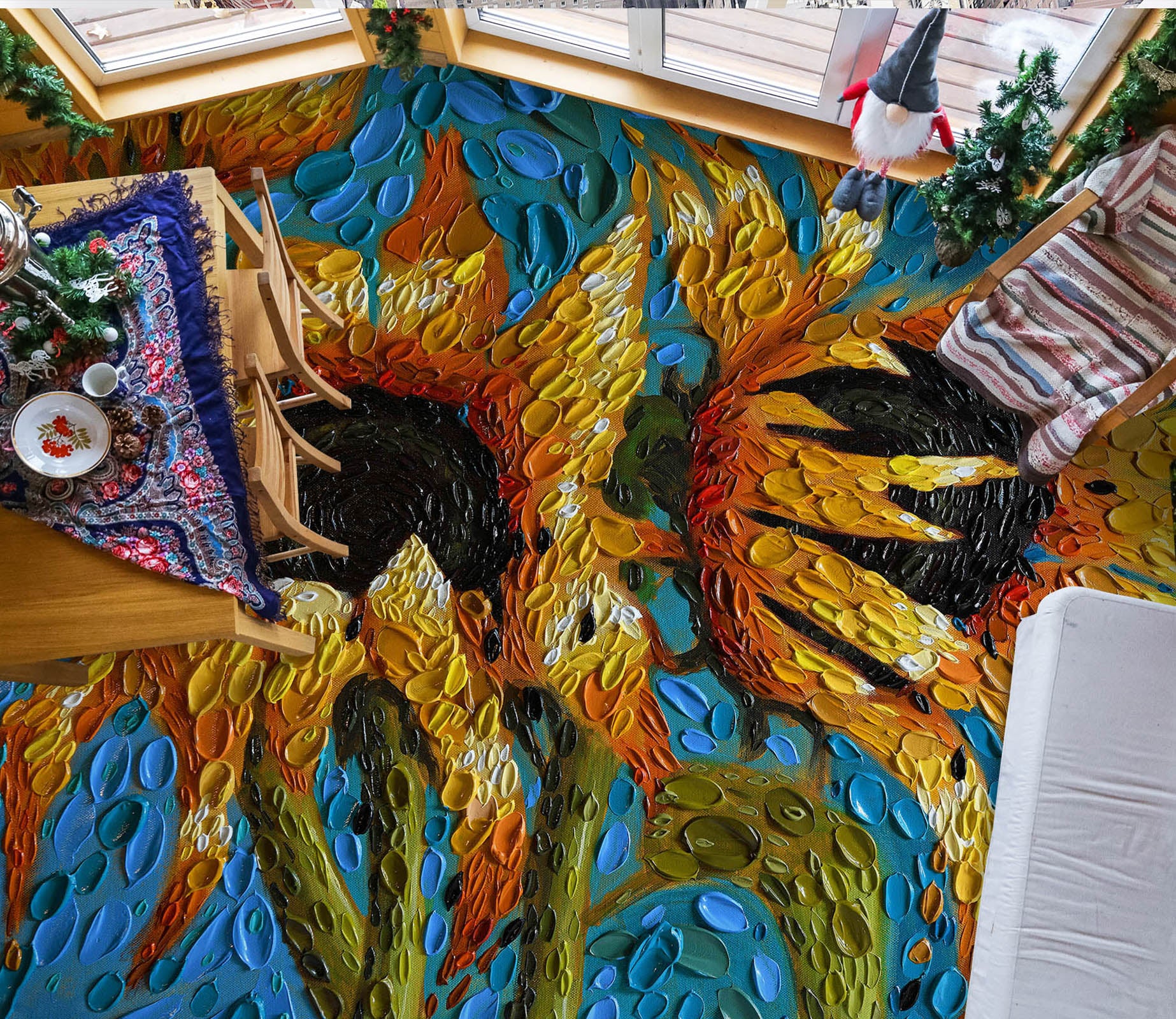 3D Sunflower 102176 Dena Tollefson Floor Mural