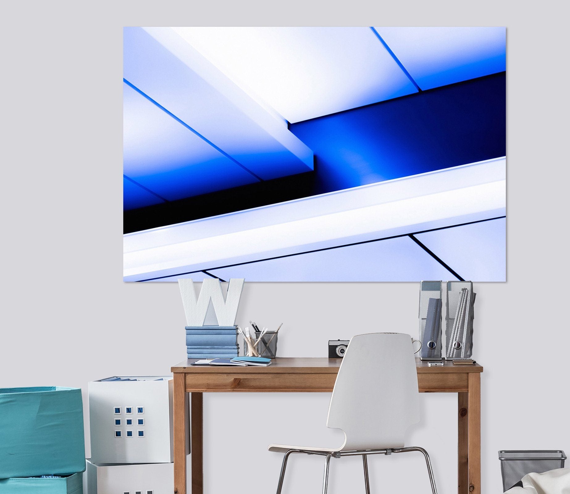 3D Blue Minimalism 026 Noirblanc777 Wall Sticker Wallpaper AJ Wallpaper 2 