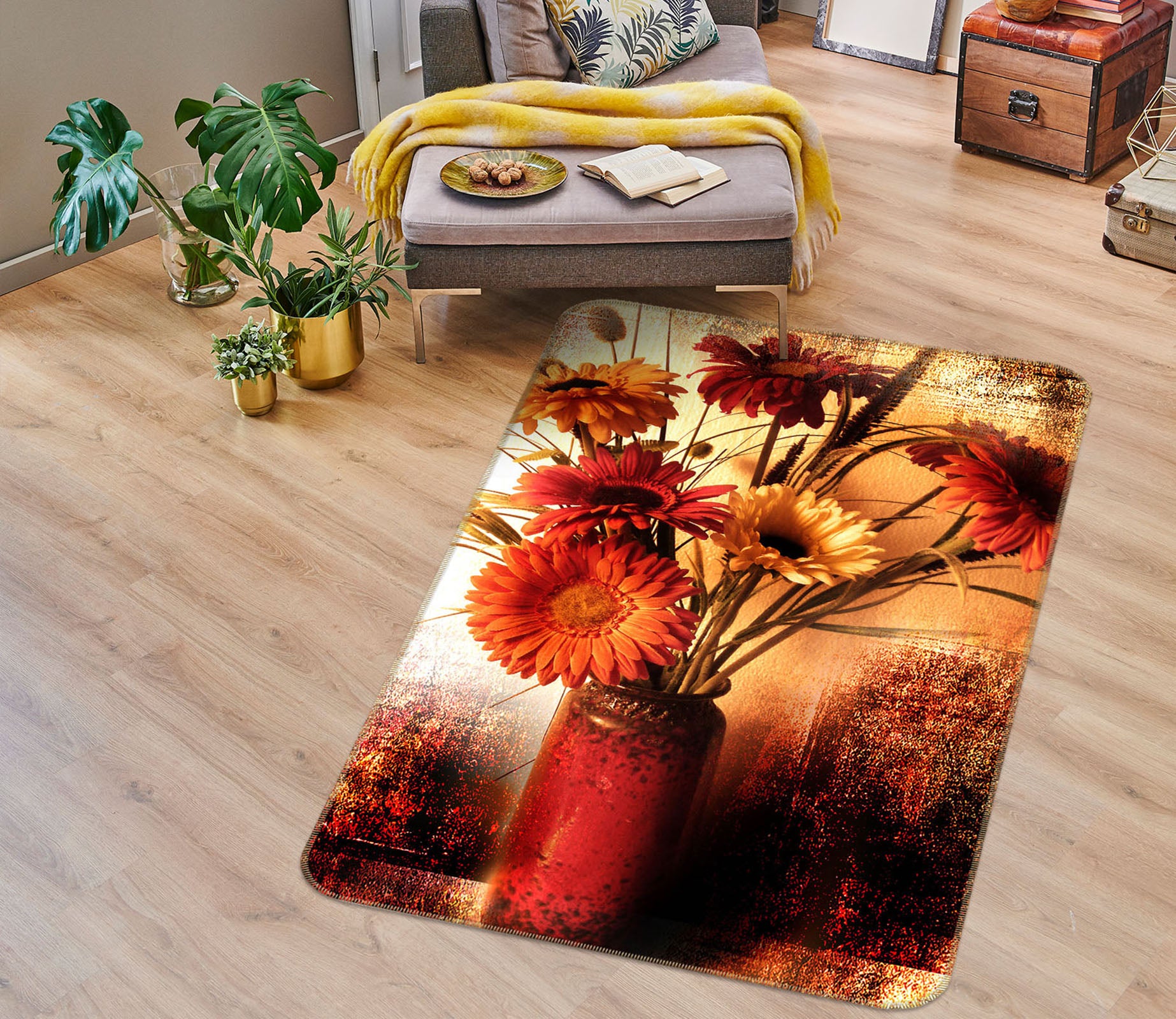 3D Flower Vase 33207 Non Slip Rug Mat