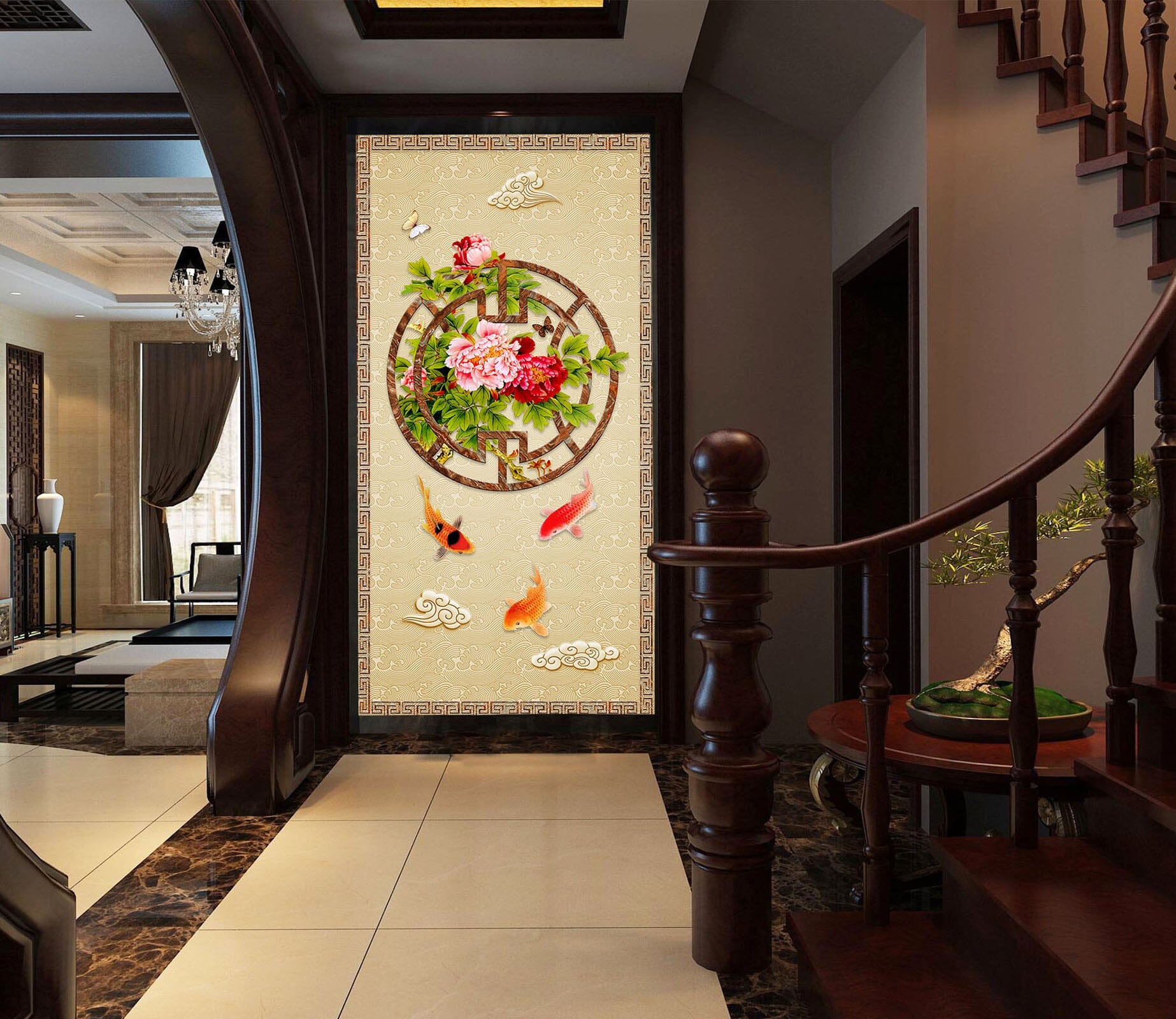 3D Lotus Pond Goldfish 3032 Wall Murals Wallpaper AJ Wallpaper 2 