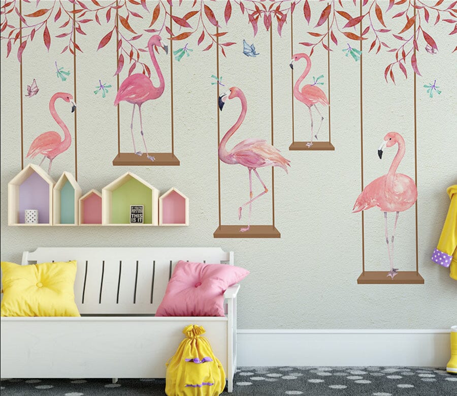3D Pink Flamingo WG018 Wall Murals Wallpaper AJ Wallpaper 2 