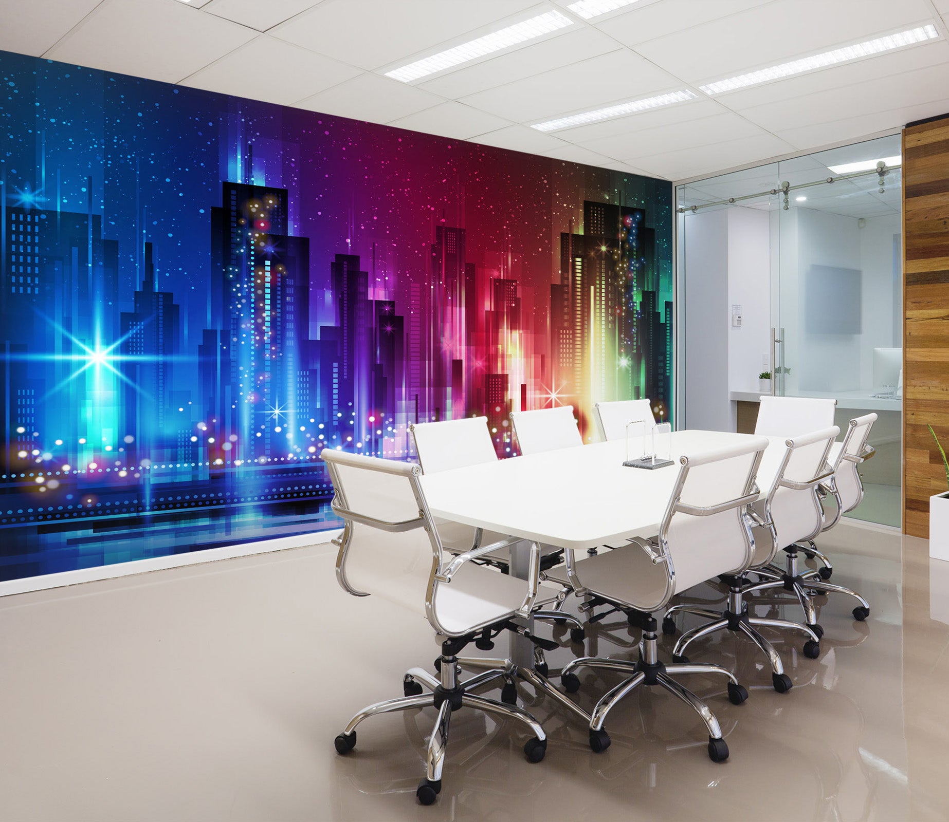 3D Night Building 043 Wall Murals