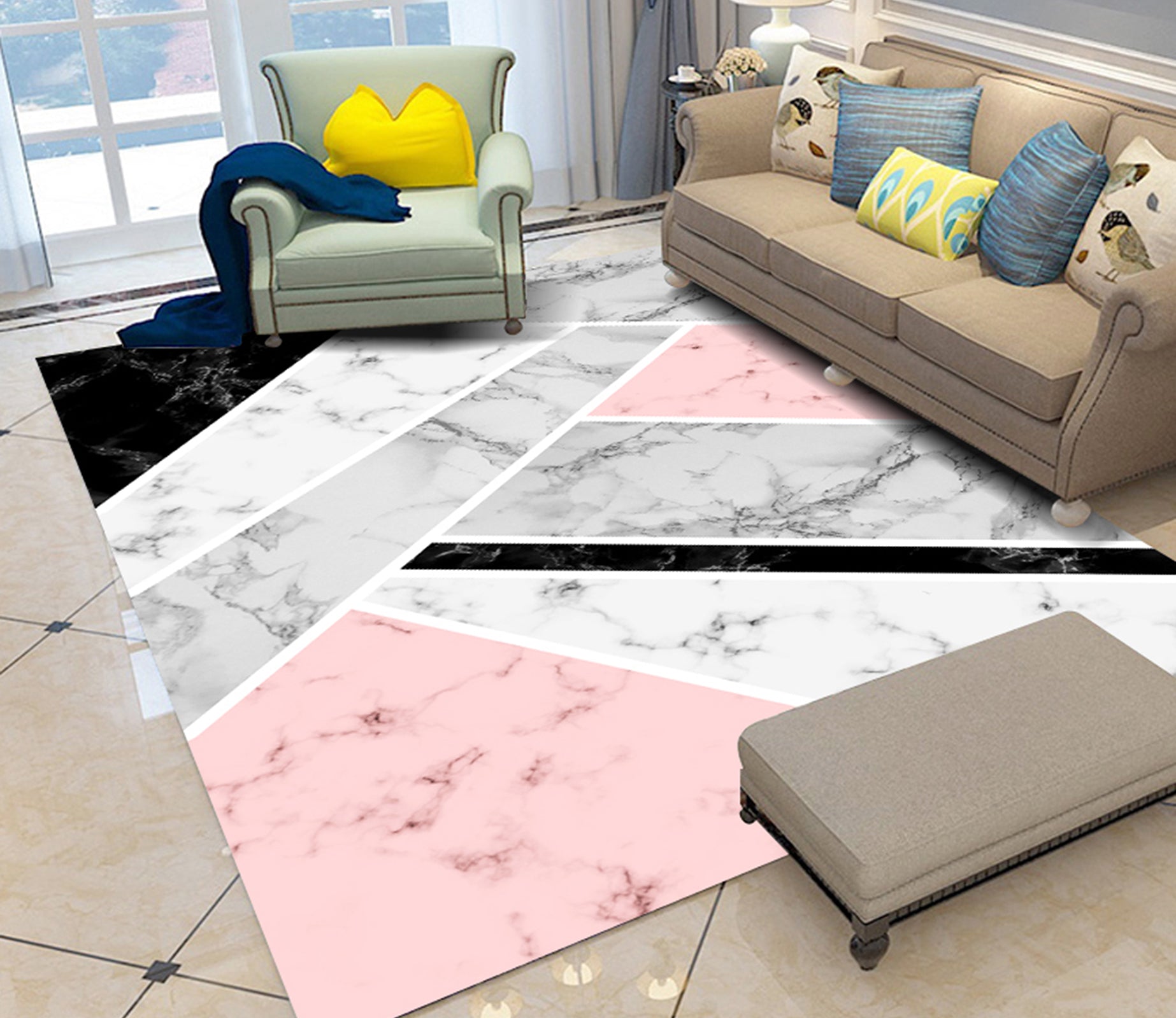 3D Colored Geometric Pattern WG449 Non Slip Rug Mat Mat AJ Creativity Home 