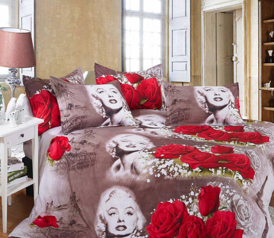 3D Marilyn Monroe Rose 6024 Bed Pillowcases Quilt
