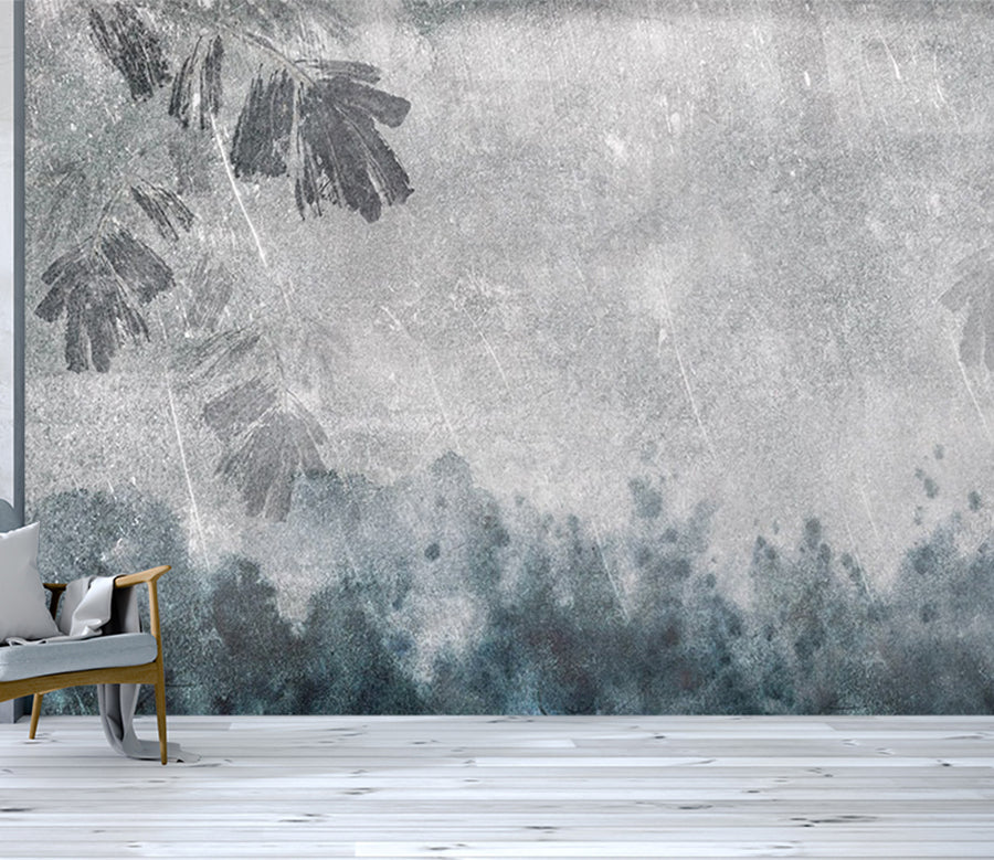 3D Painted Black Leaves WC435 Wall Murals