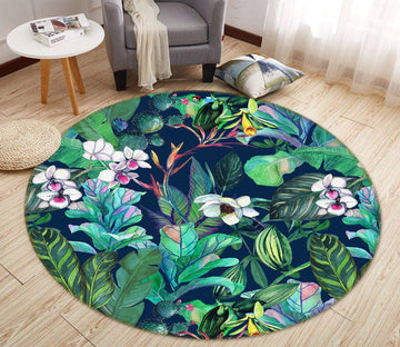 3D Flower Bush 71134 Round Non Slip Rug Mat