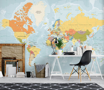3D Yellow Map 1090 Wall Murals