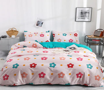 3D Pink Green Flower 12088 Bed Pillowcases Quilt