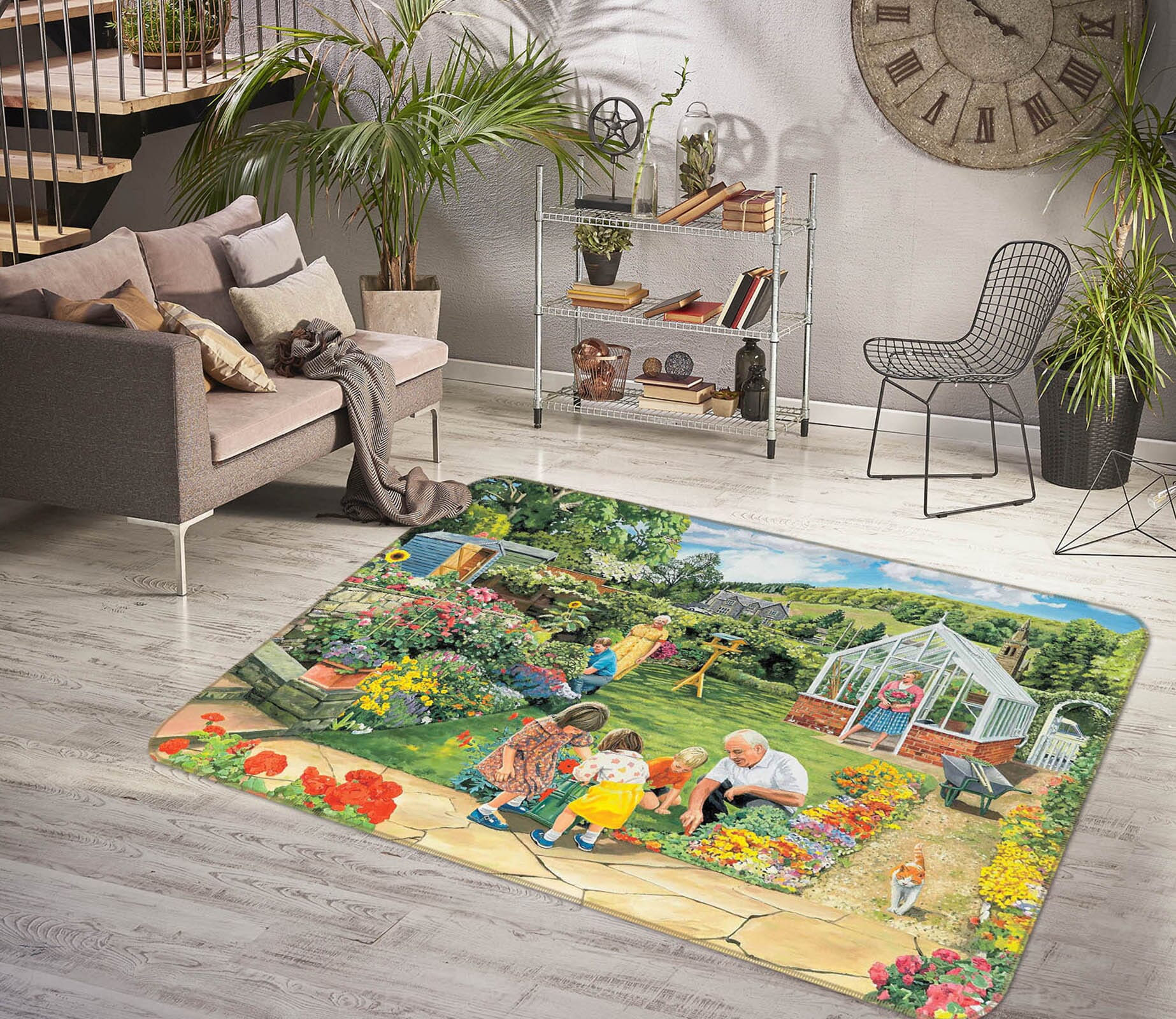 3D Gardening With Grandad 1075 Trevor Mitchell Rug Non Slip Rug Mat Mat AJ Creativity Home 