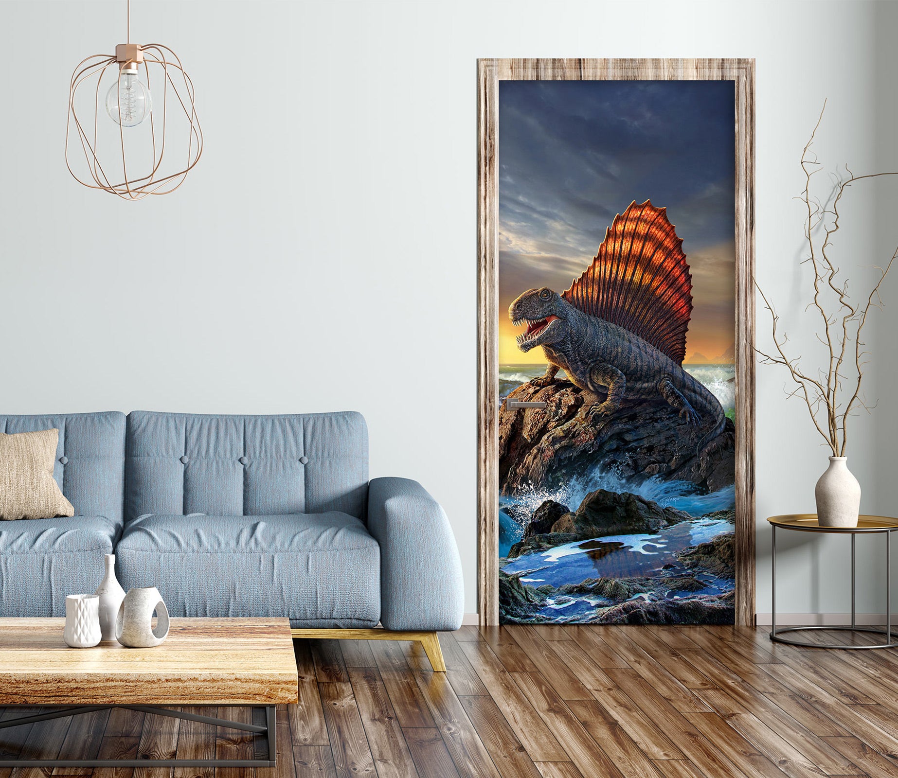 3D Reef Surf Dinosaur 112121 Jerry LoFaro Door Mural