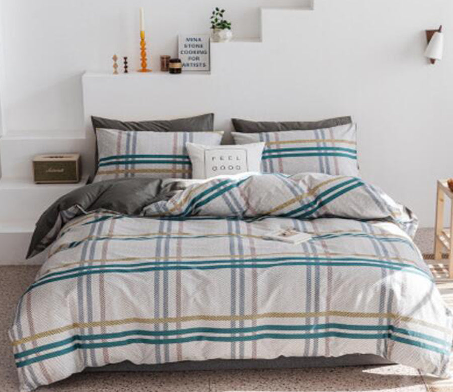 3D Green Line Grid 30078 Bed Pillowcases Quilt
