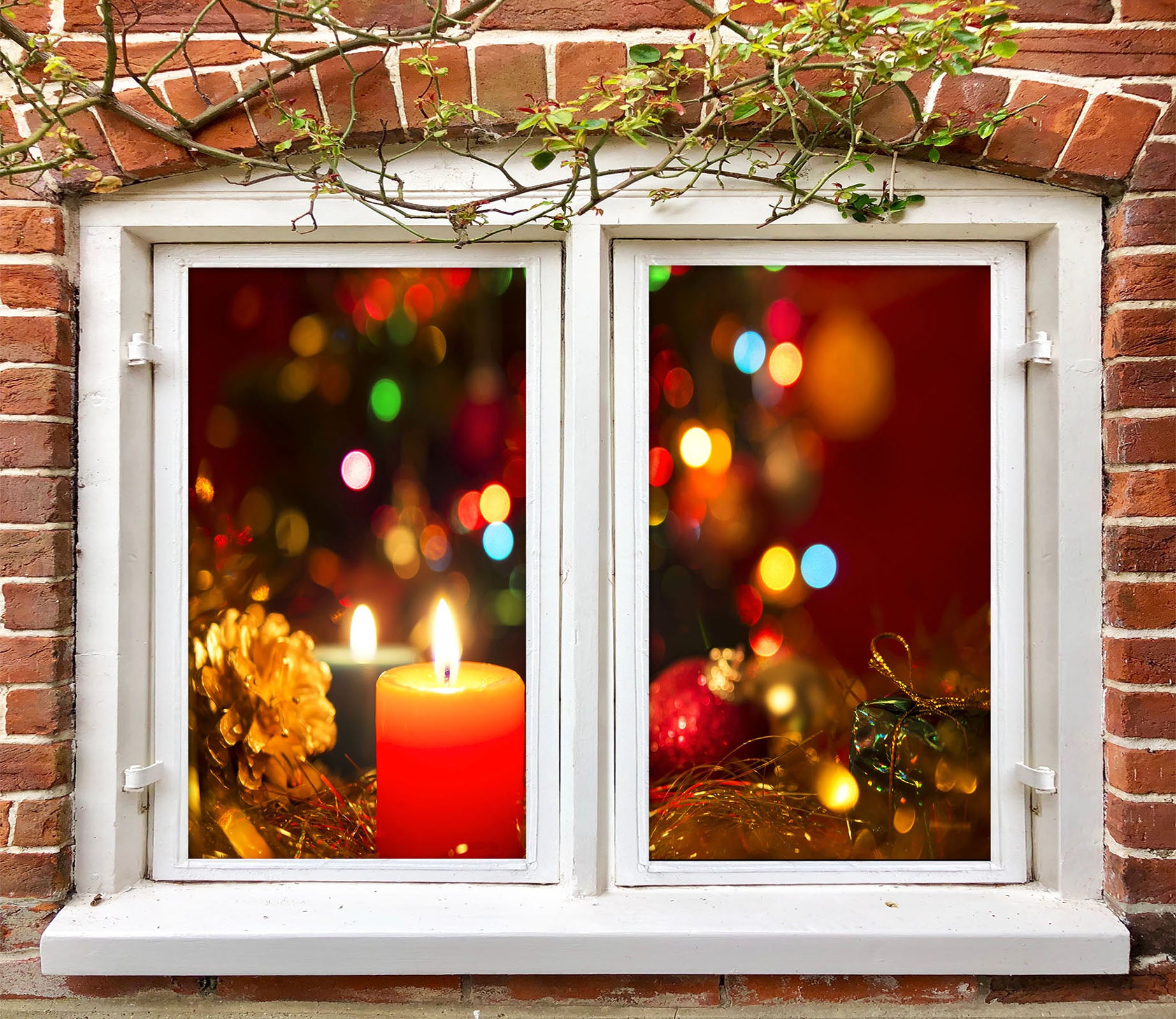 3D Neon Candle 325 Window Film Print Sticker Cling Stained Glass UV Block