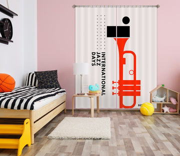 3D Red Trumpet 1057 Boris Draschoff Curtain Curtains Drapes