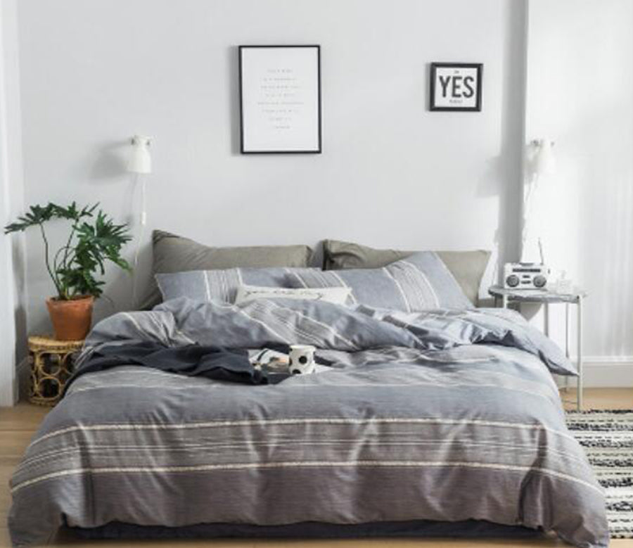 3D Grey Stripes 40141 Bed Pillowcases Quilt