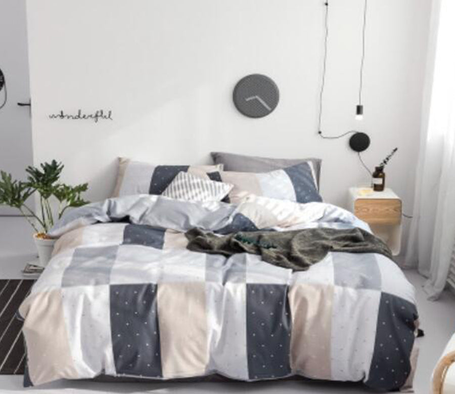 3D Gray Powder Stitching 15140 Bed Pillowcases Quilt