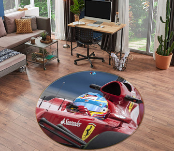 3D Red Racing Car 74124 Round Non Slip Rug Mat