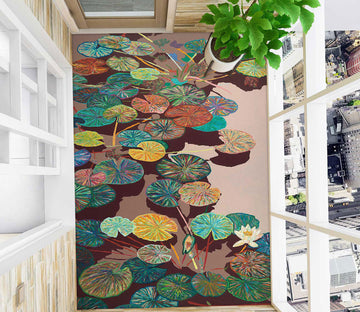 3D Lotus Pond Leaf Pattern 96116 Allan P. Friedlander Floor Mural