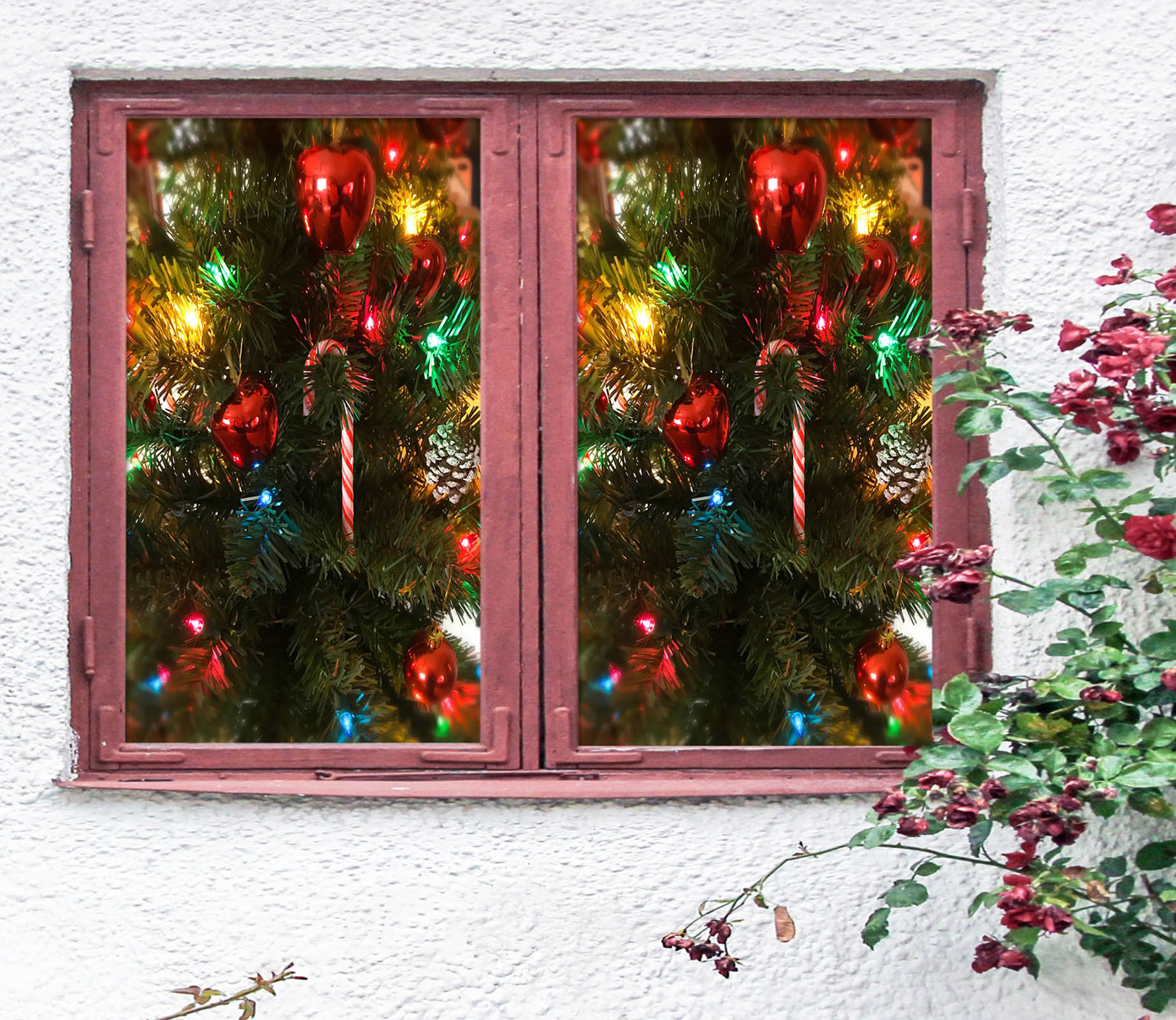 3D Christmas Ornaments 43049 Christmas Window Film Print Sticker Cling Stained Glass Xmas