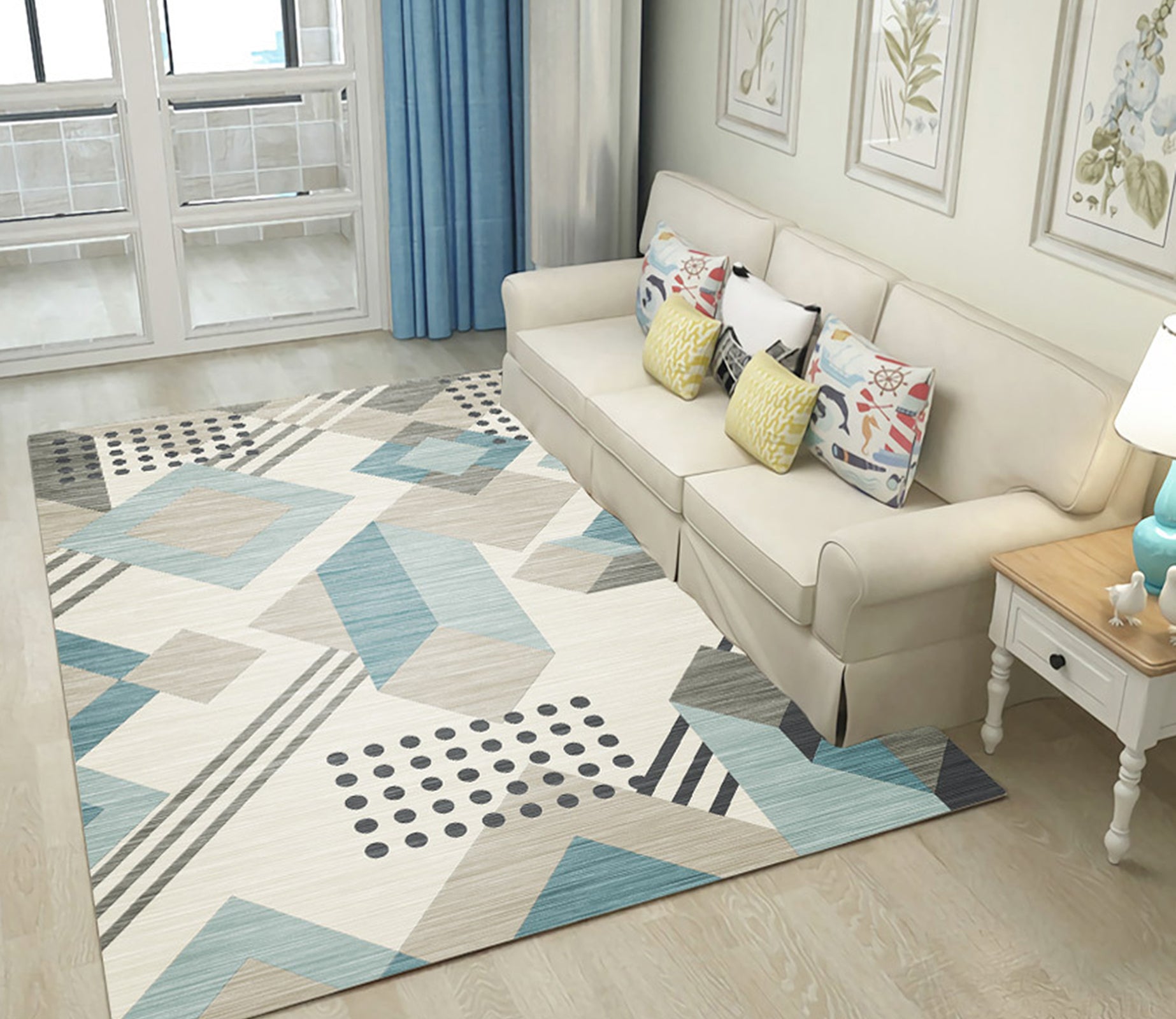 3D Color Geometry WG303 Non Slip Rug Mat Mat AJ Creativity Home 