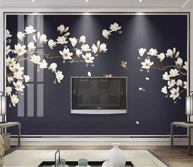 3D White Flowers 1563 Wall Murals Wallpaper AJ Wallpaper 2 