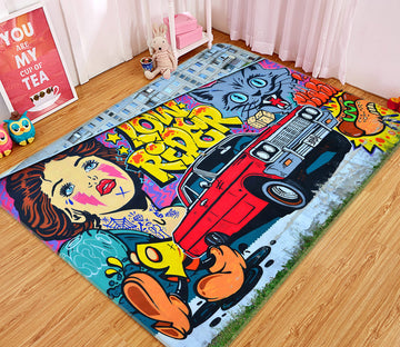 3D Cartoon Red Car 67235 Vehicle Non Slip Rug Mat