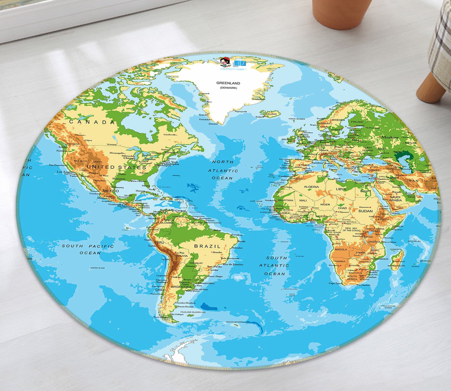 3D Map 72114 Round Non Slip Rug Mat