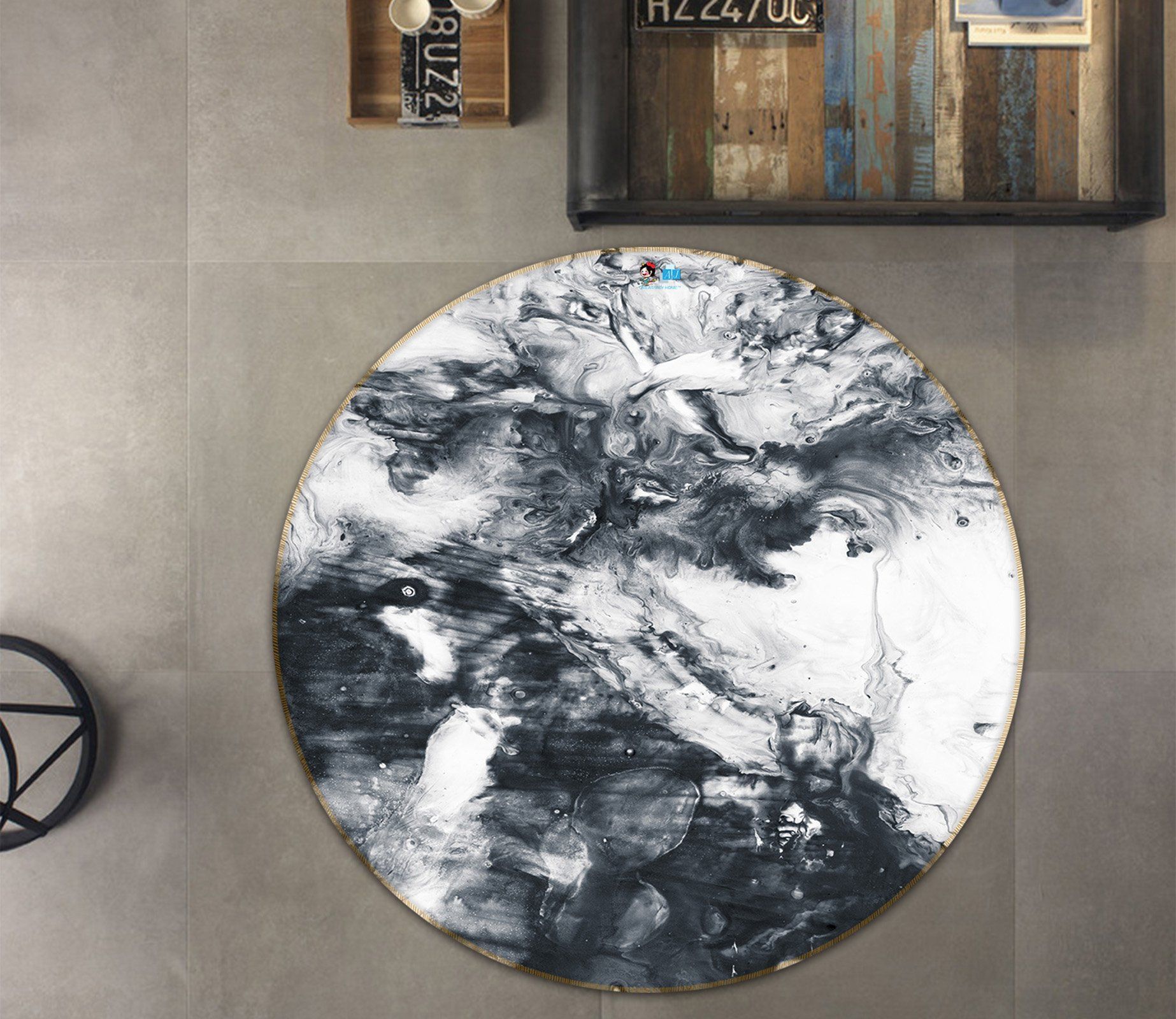 3D Black And White Pattern 672 Round Non Slip Rug Mat Mat AJ Creativity Home 