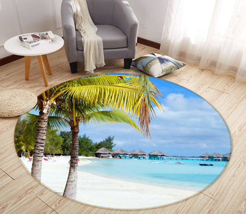 3D Coconut Beach 72161 Round Non Slip Rug Mat
