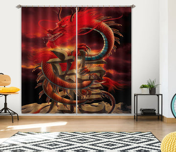 3D Chinese Dragon Def 022 Vincent Hie Curtain Curtains Drapes Curtains AJ Creativity Home 