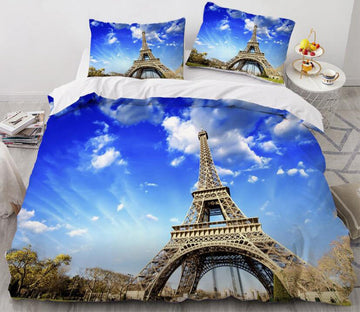 3D Sky Eiffel Tower 11128 Bed Pillowcases Quilt