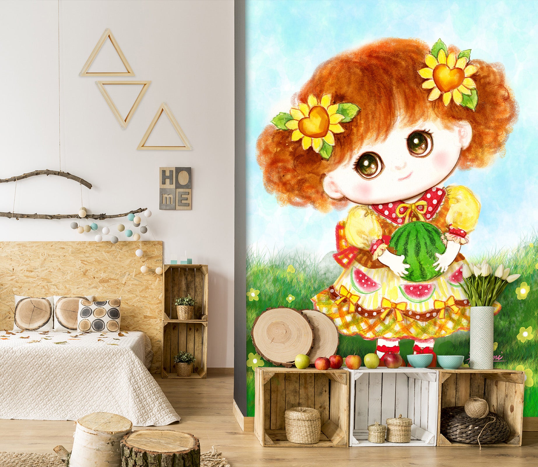 3D Watermelon Girl 5482 Kayomi Harai Wall Mural Wall Murals