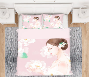 3D Female Pink Flowers 12003 Bed Pillowcases Quilt