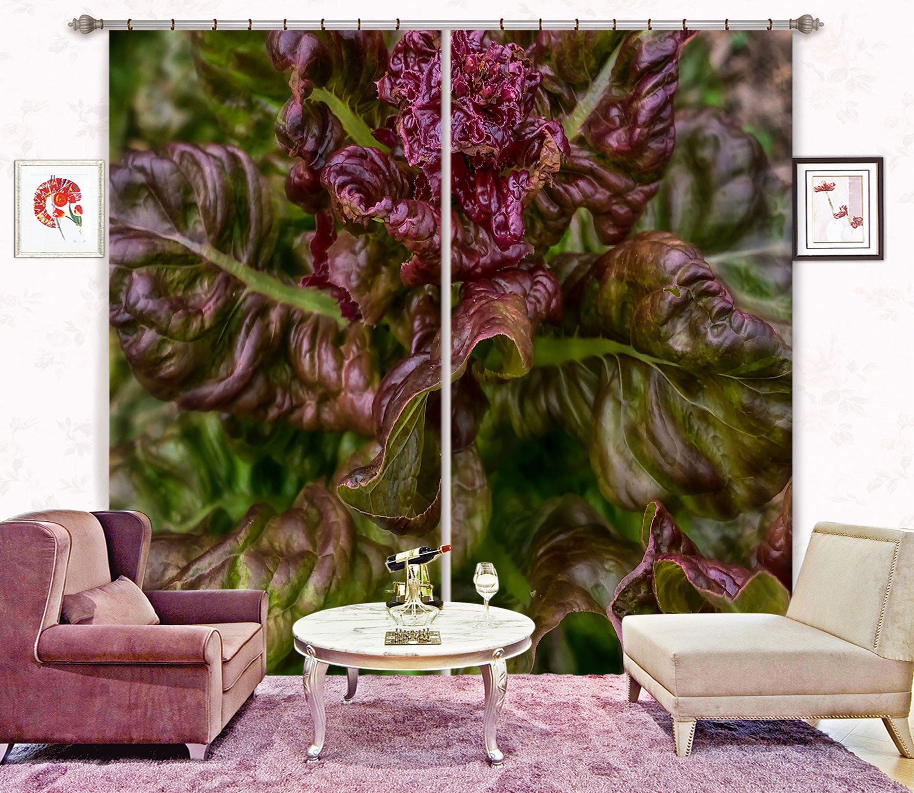 3D Red Leaf 012 Jerry LoFaro Curtain Curtains Drapes