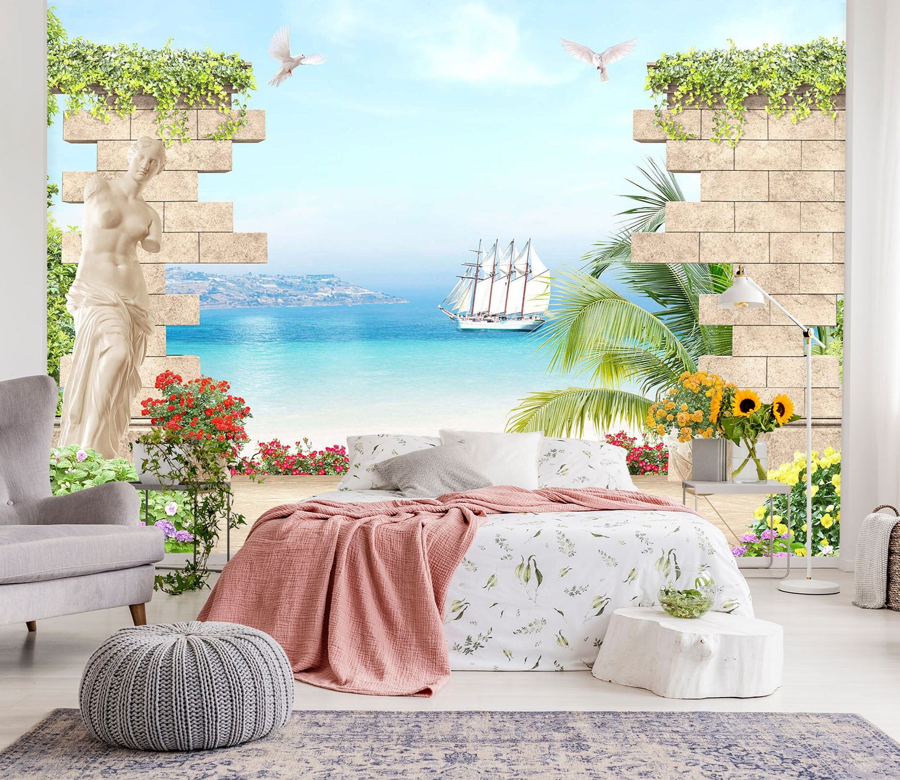 3D Sea Boat 2046 Wall Murals Wallpaper AJ Wallpaper 2 